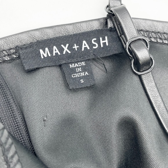 Max + Ash Womens Faux Leather Mini Dress Small Biker Cyberpunk Club Corset Edgy - Picture 9 of 14